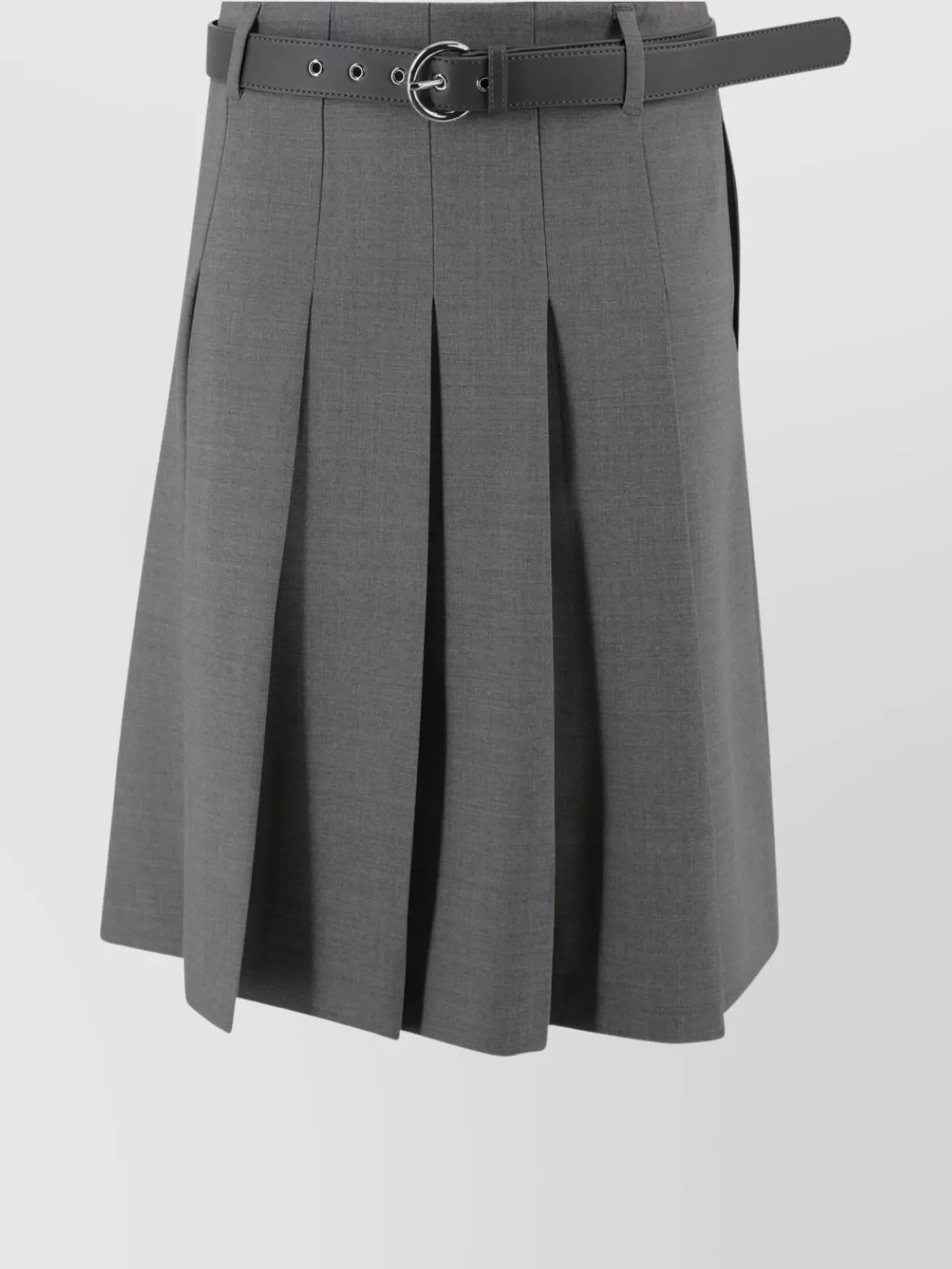 S Max Mara Wool Pleated Tailored Midi Skirt With Slits