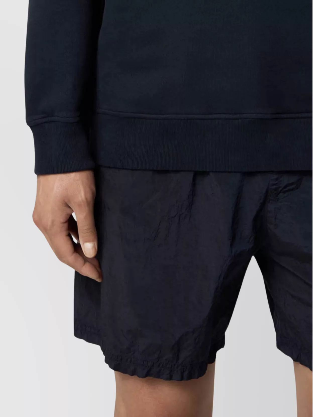 Stone Island Regular-fit Crewneck Sweatshirt With Rilbbed Inserts In Black