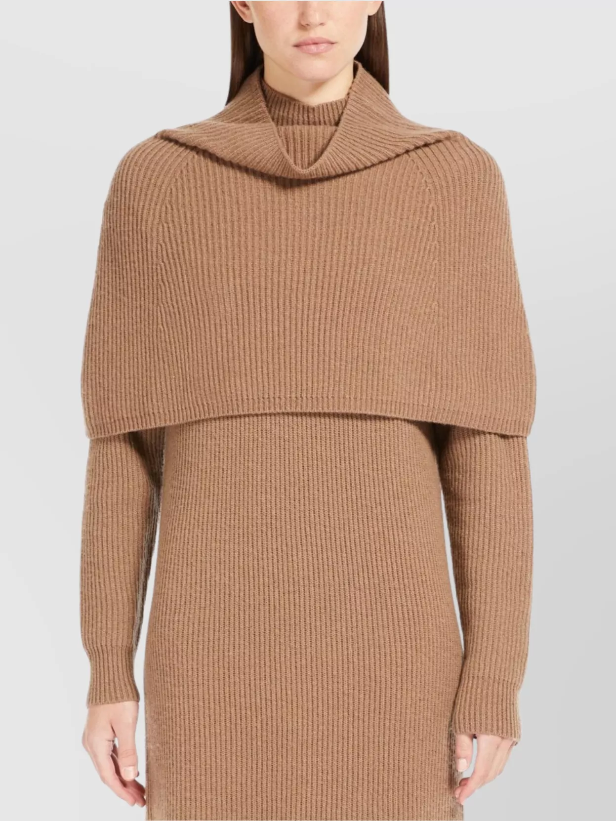 S Max Mara Wool And Cashmere Ribbed Cape With Button Detail