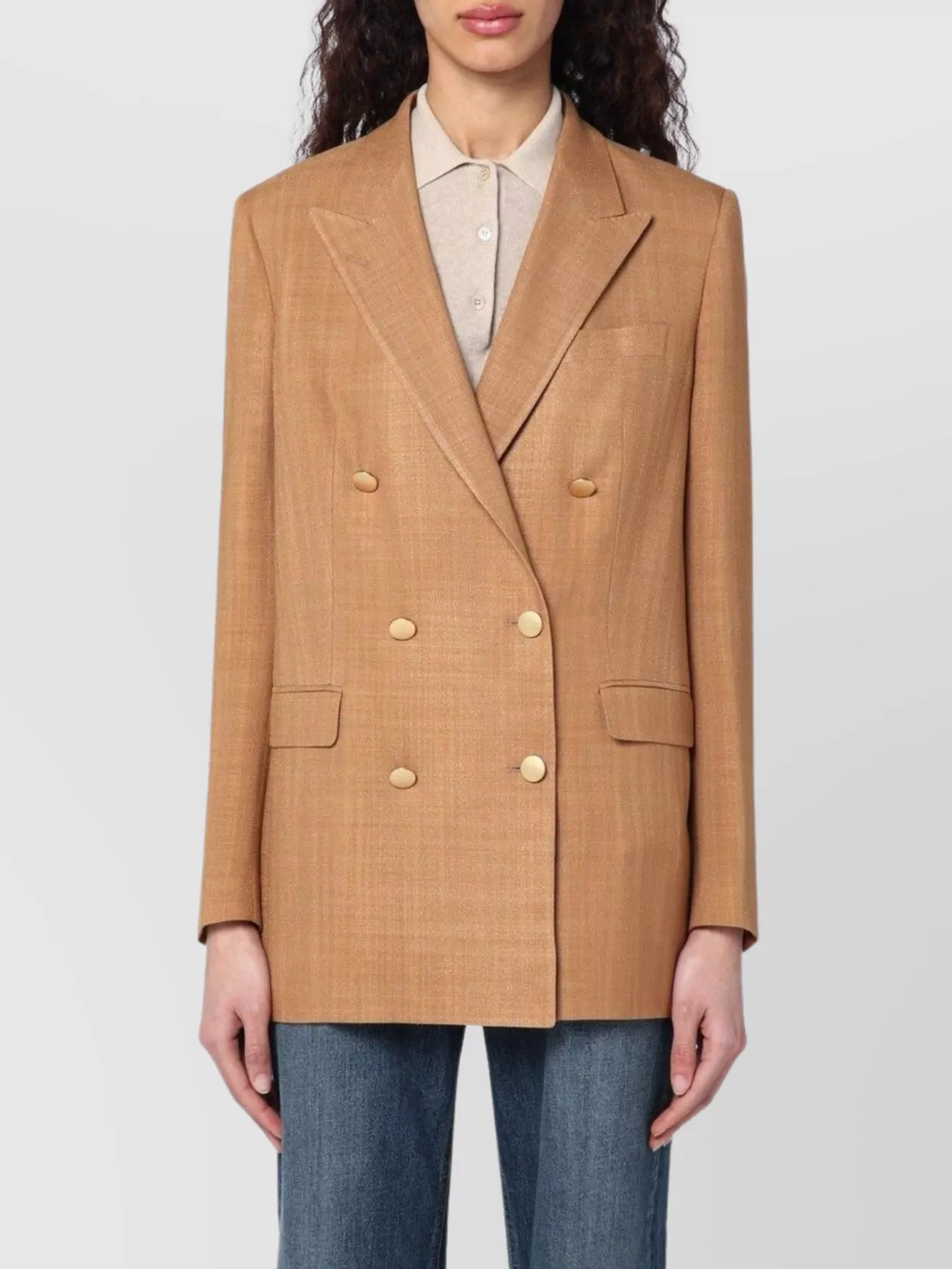 Tagliatore Double-breasted Jacket With Back Vent In Brown