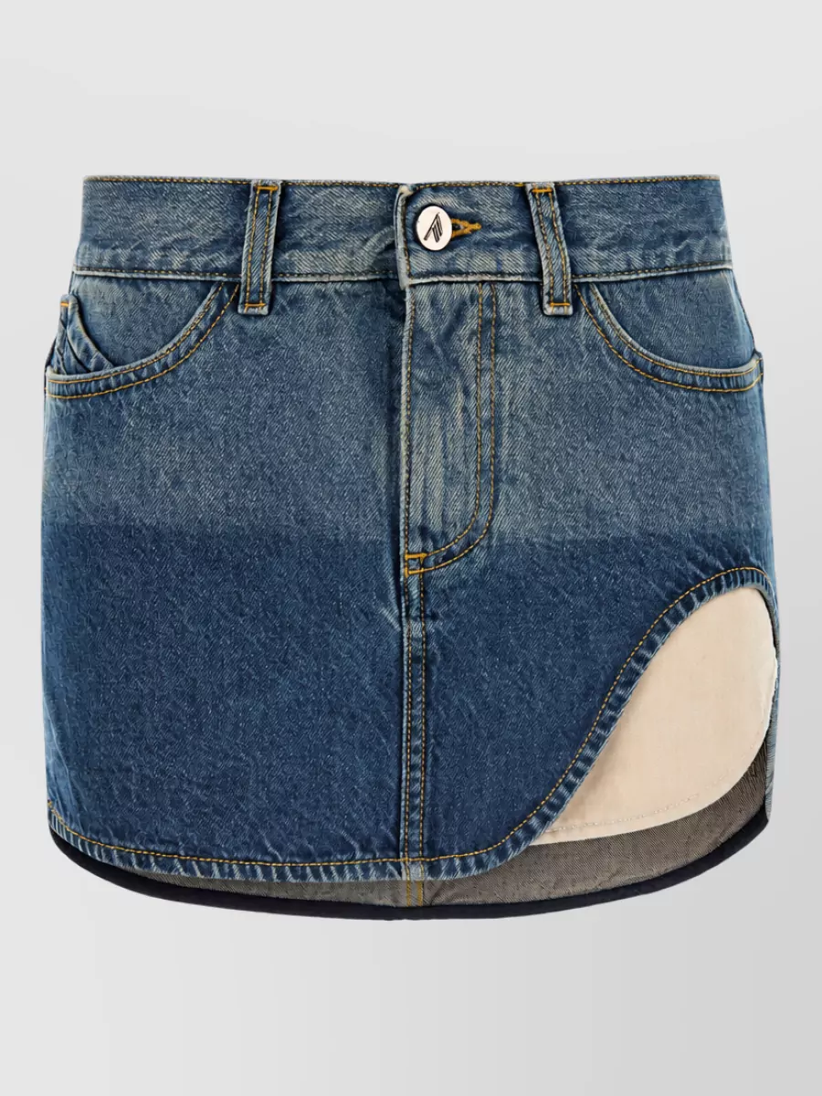 The Attico Denim high-rise mini skirt