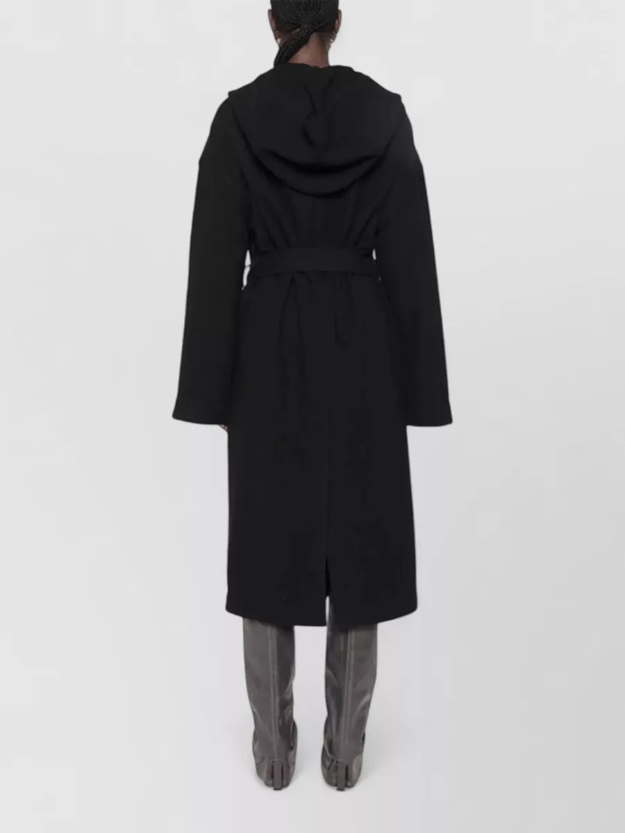 Rick Owens Virgin Wool Hooded Belted Oversized Coat