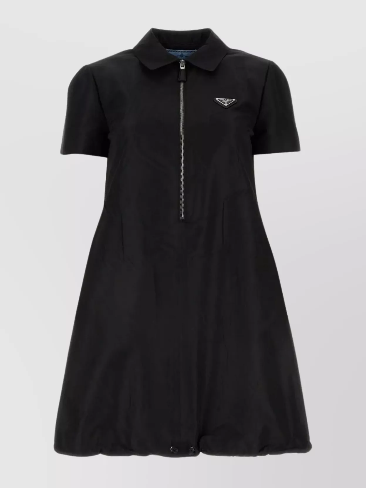 Shop Prada Mini Dress With Drawstring Hemline And A-line Silhouette In Black