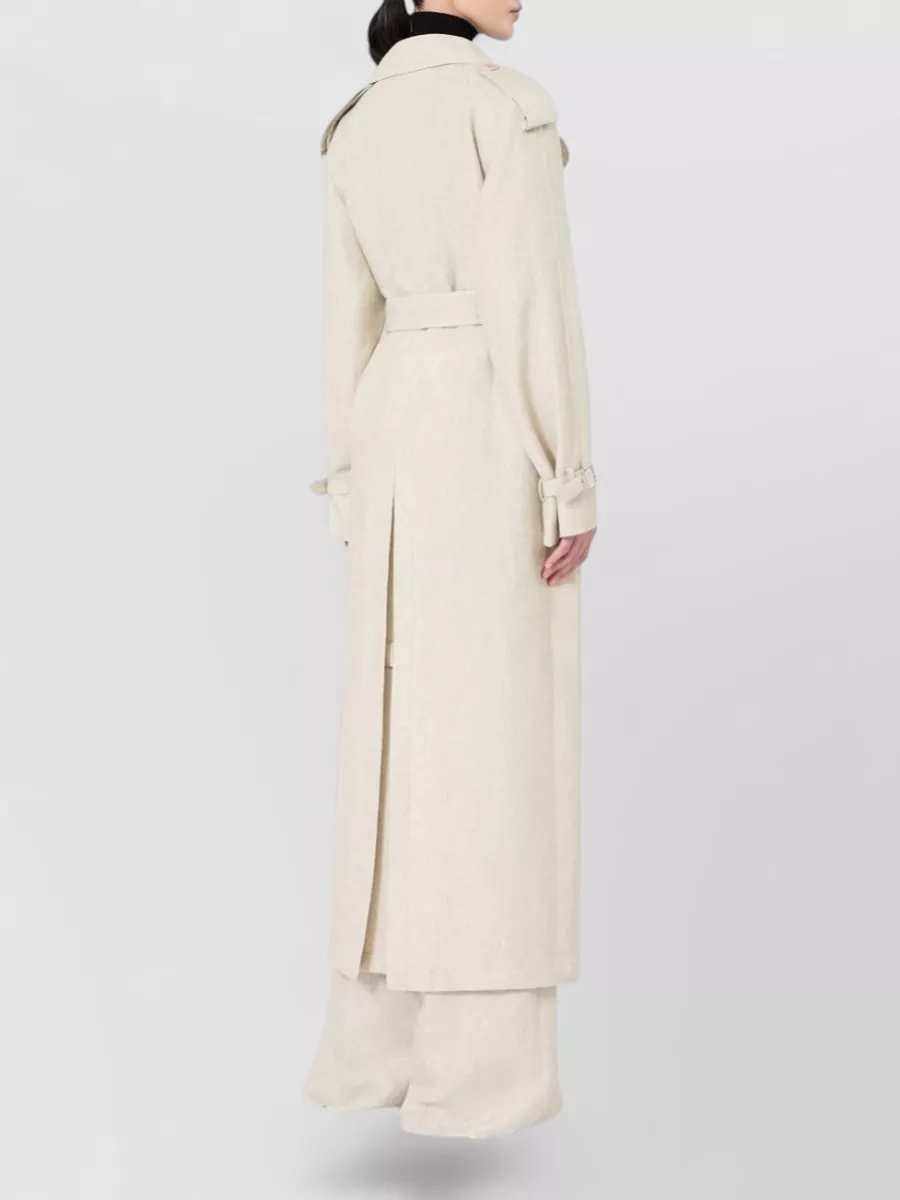 Max Mara Linen Double-Breasted Belted Trench Coat