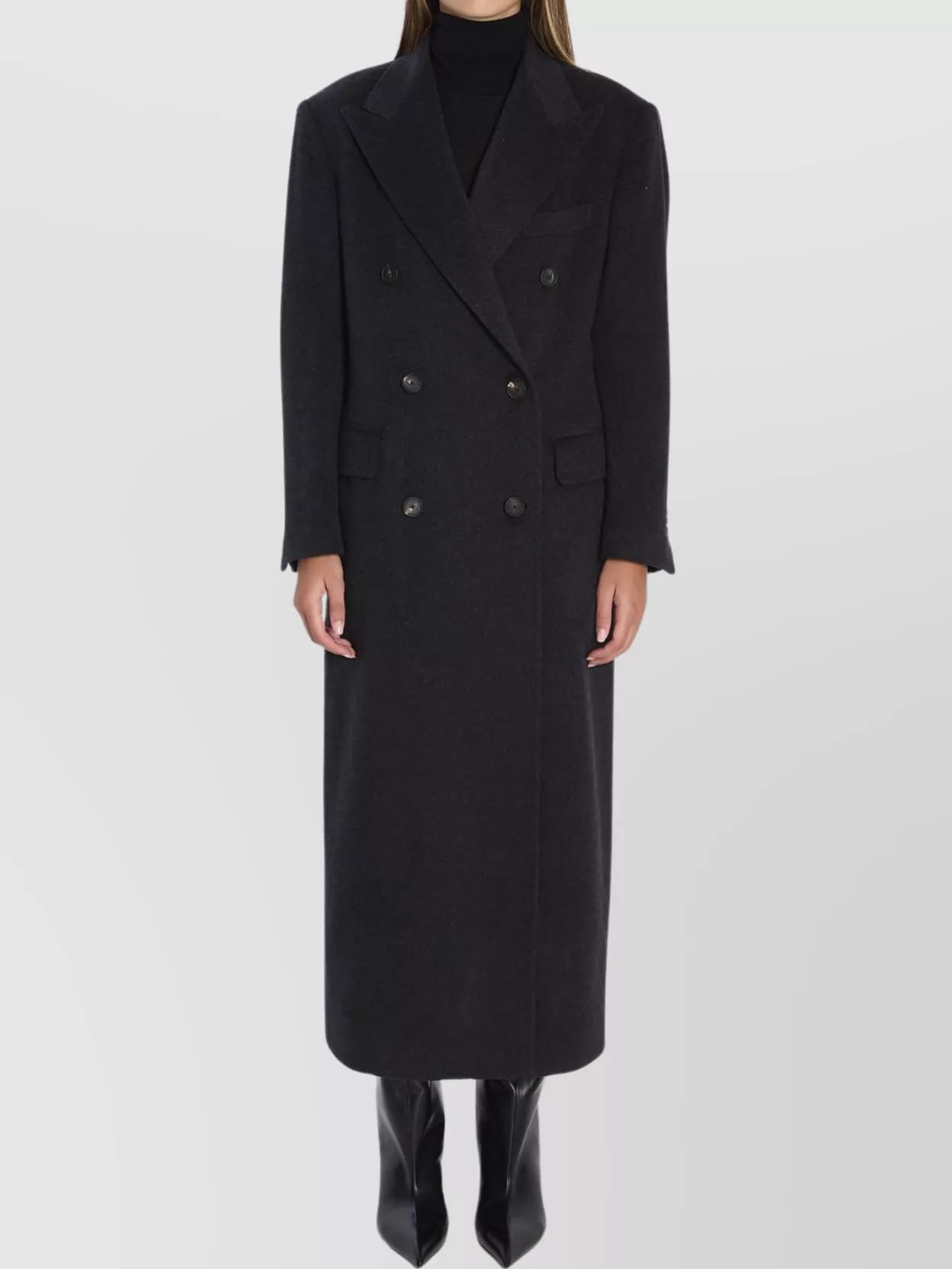 Tagliatore Double-breasted Mid-length Coat With Peak Lapels In Black