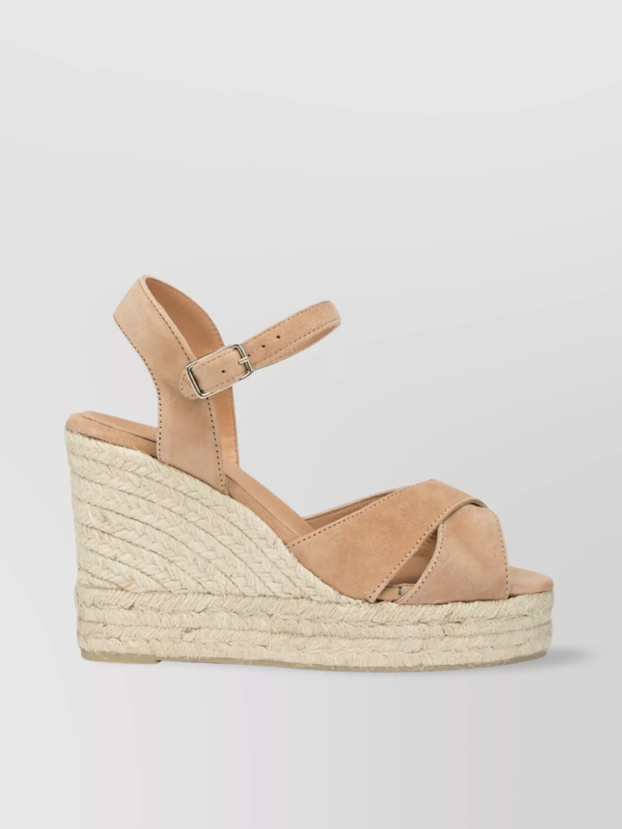CASTAñER SUEDE LEATHER WEDGE ESPADRILLES WITH RAFFIA PLATFORM