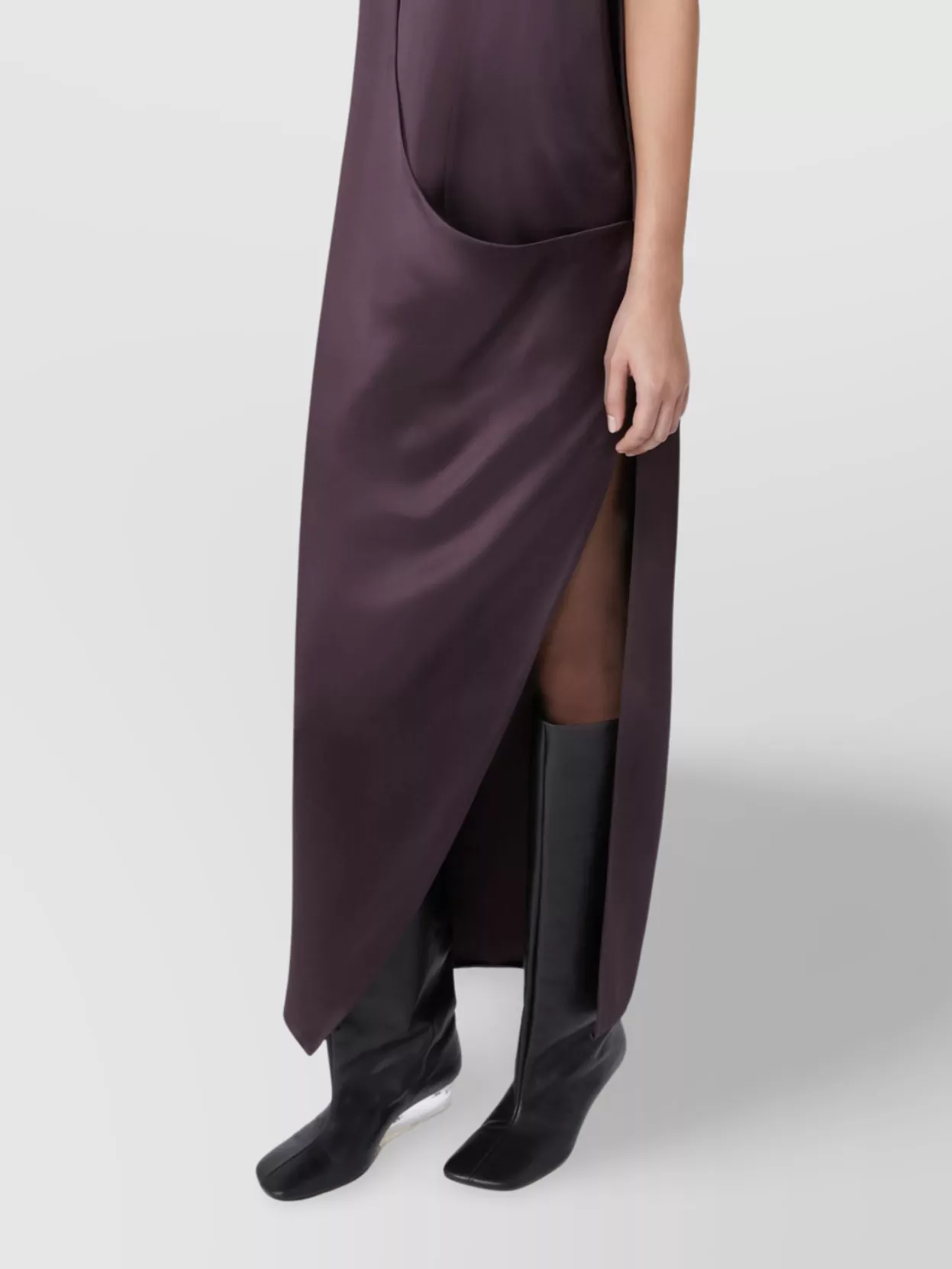 Sportmax Wraparound Satin Dress Side Slit