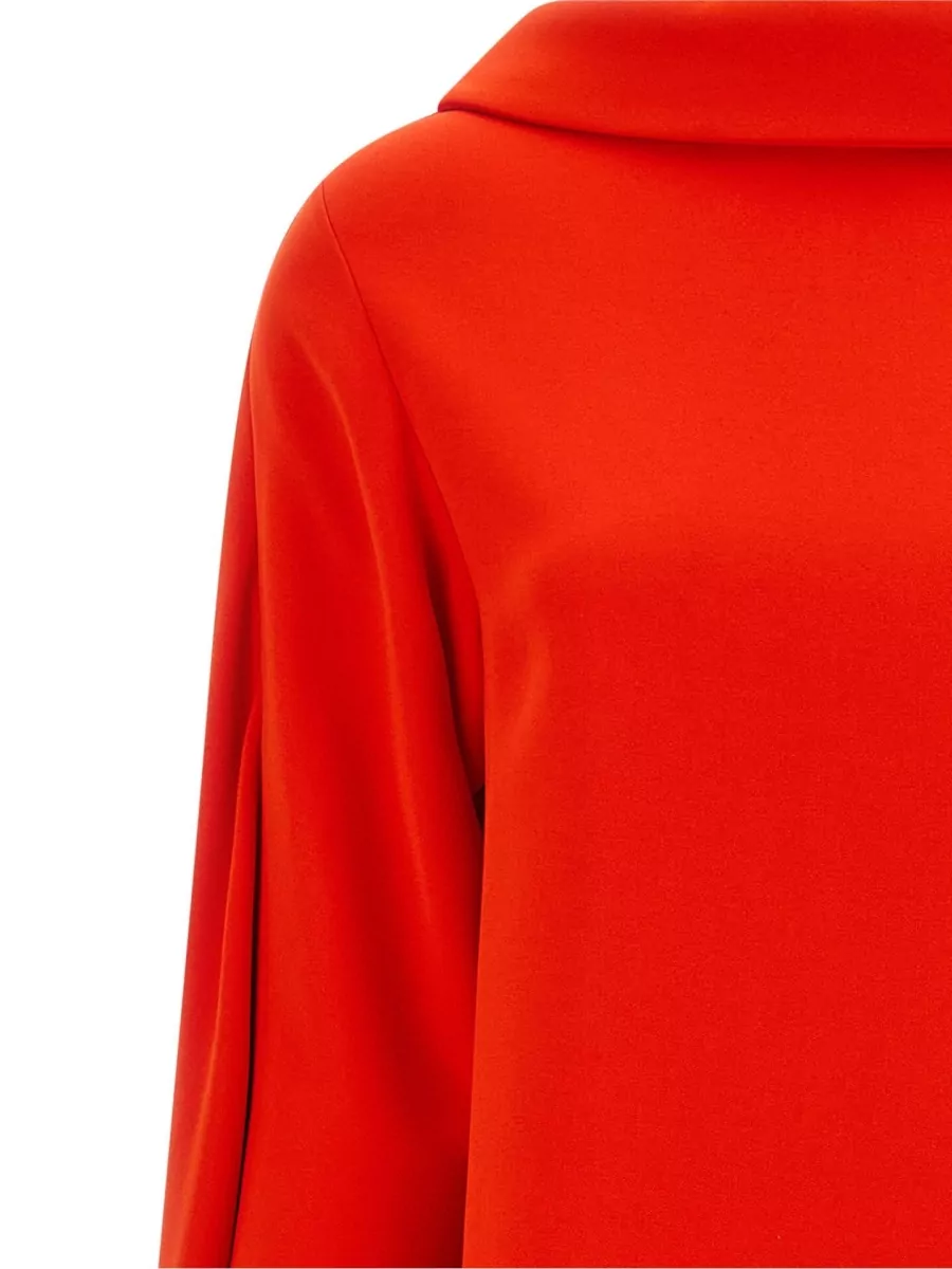 Balenciaga Silk Wool Draped Asymmetric Midi Dress