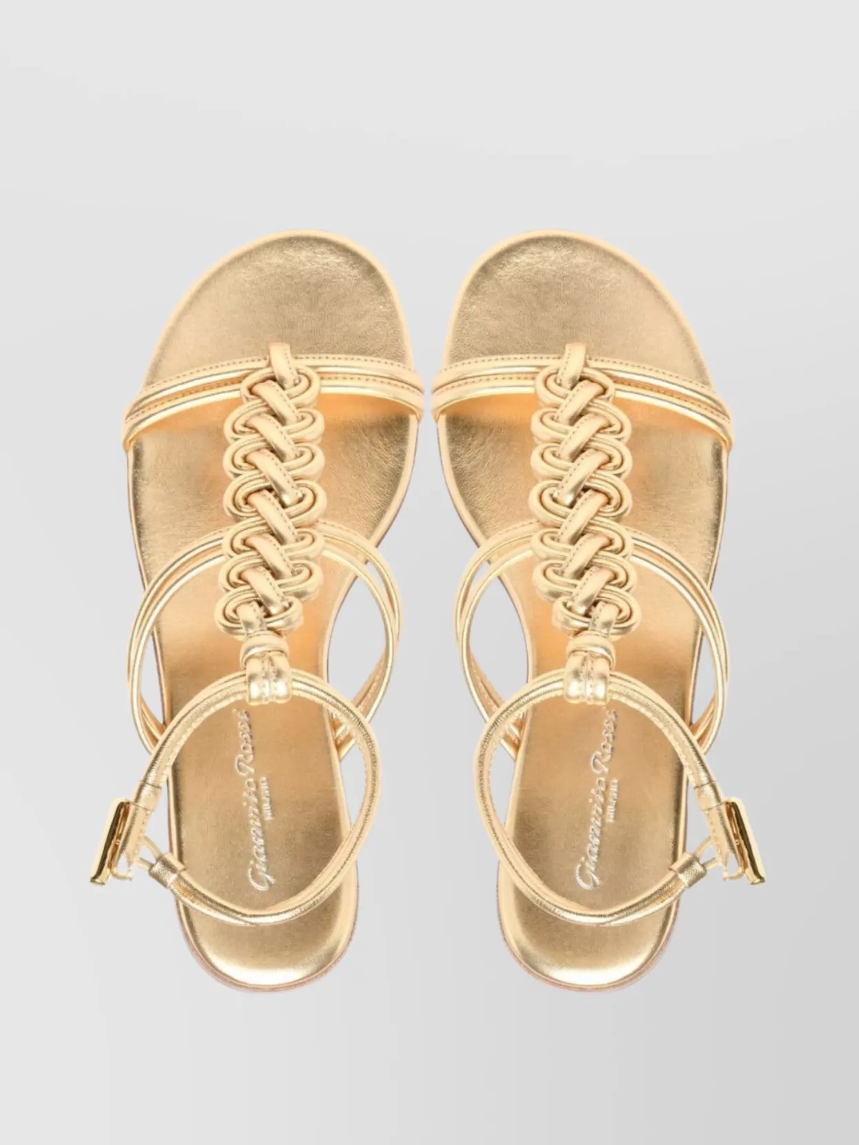 Gianvito Rossi Braided Strap Metallic Leather Sandals