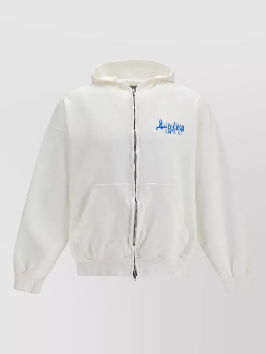 Balenciaga Cotton printed zip-up hooded jacket