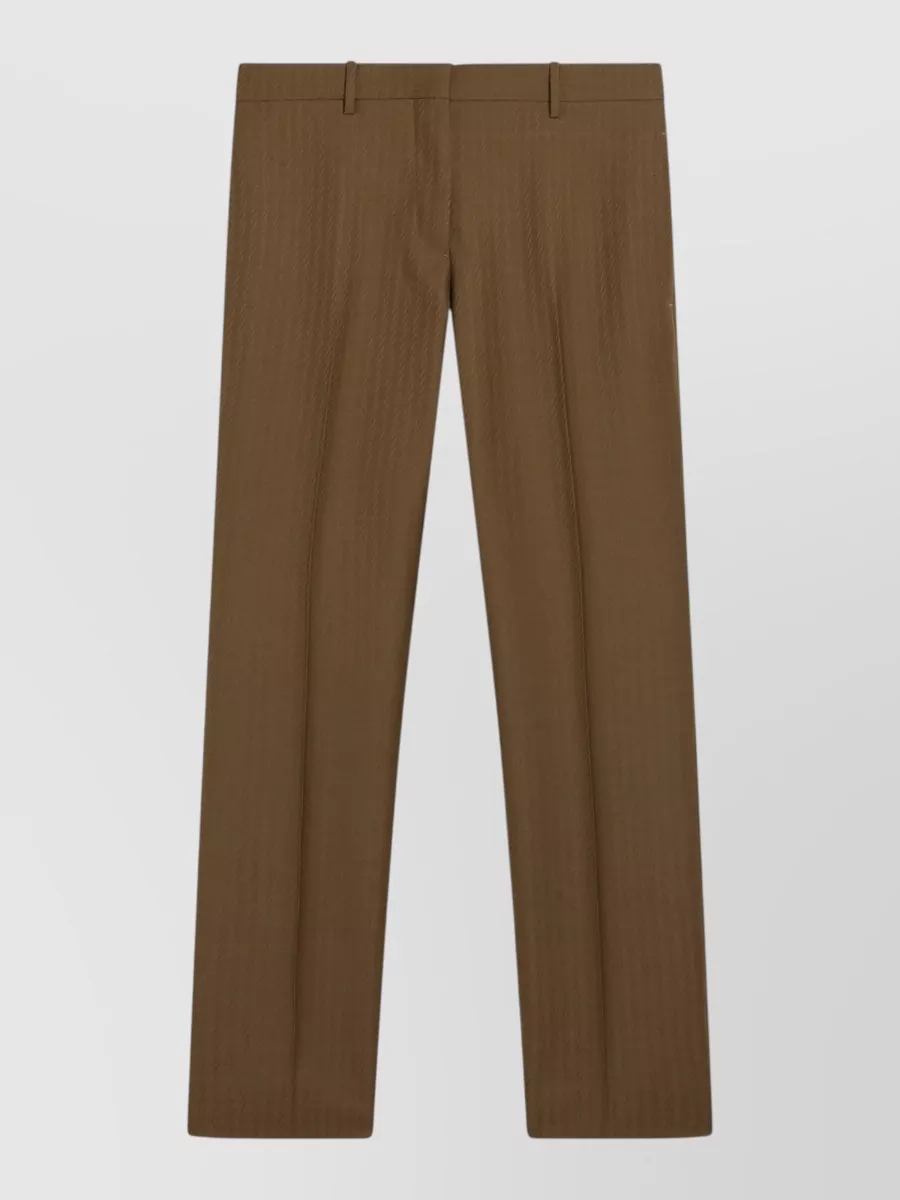 Burberry Straight Leg Tailored Trousers Belt Loops In Brown