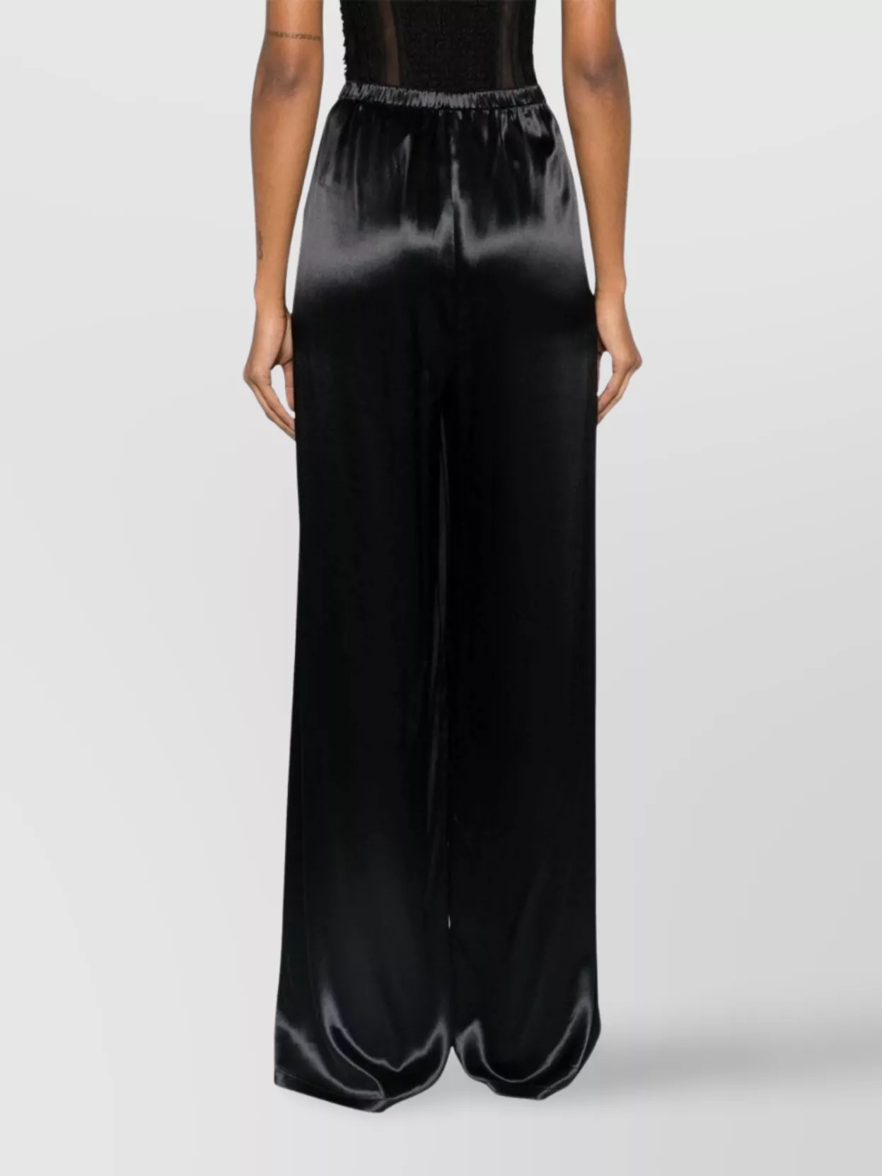 Ferragamo Wide Leg Trousers In Satin Crepe