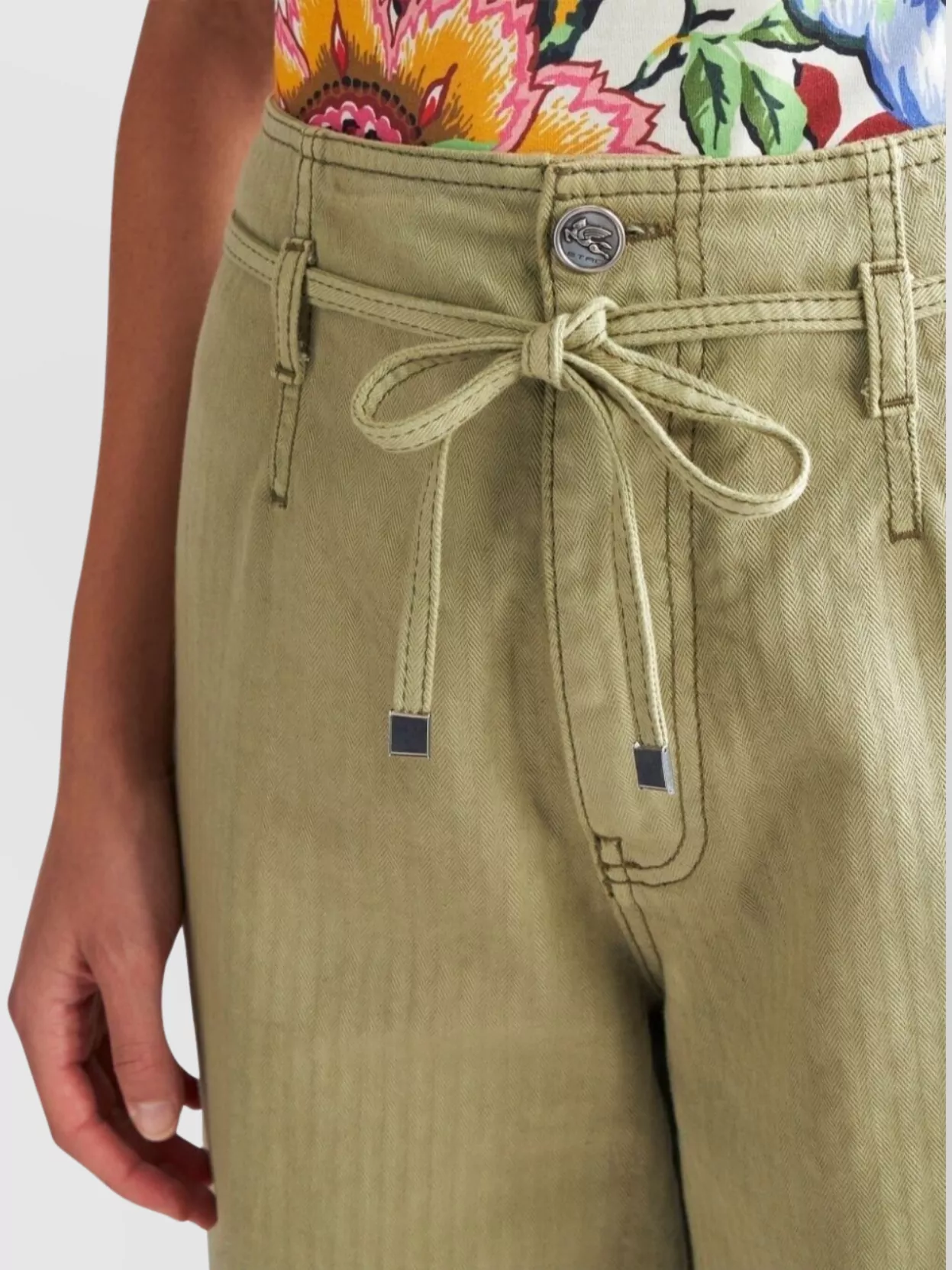 Etro Wide-leg Jeans Featuring Embroidered Detail In Green