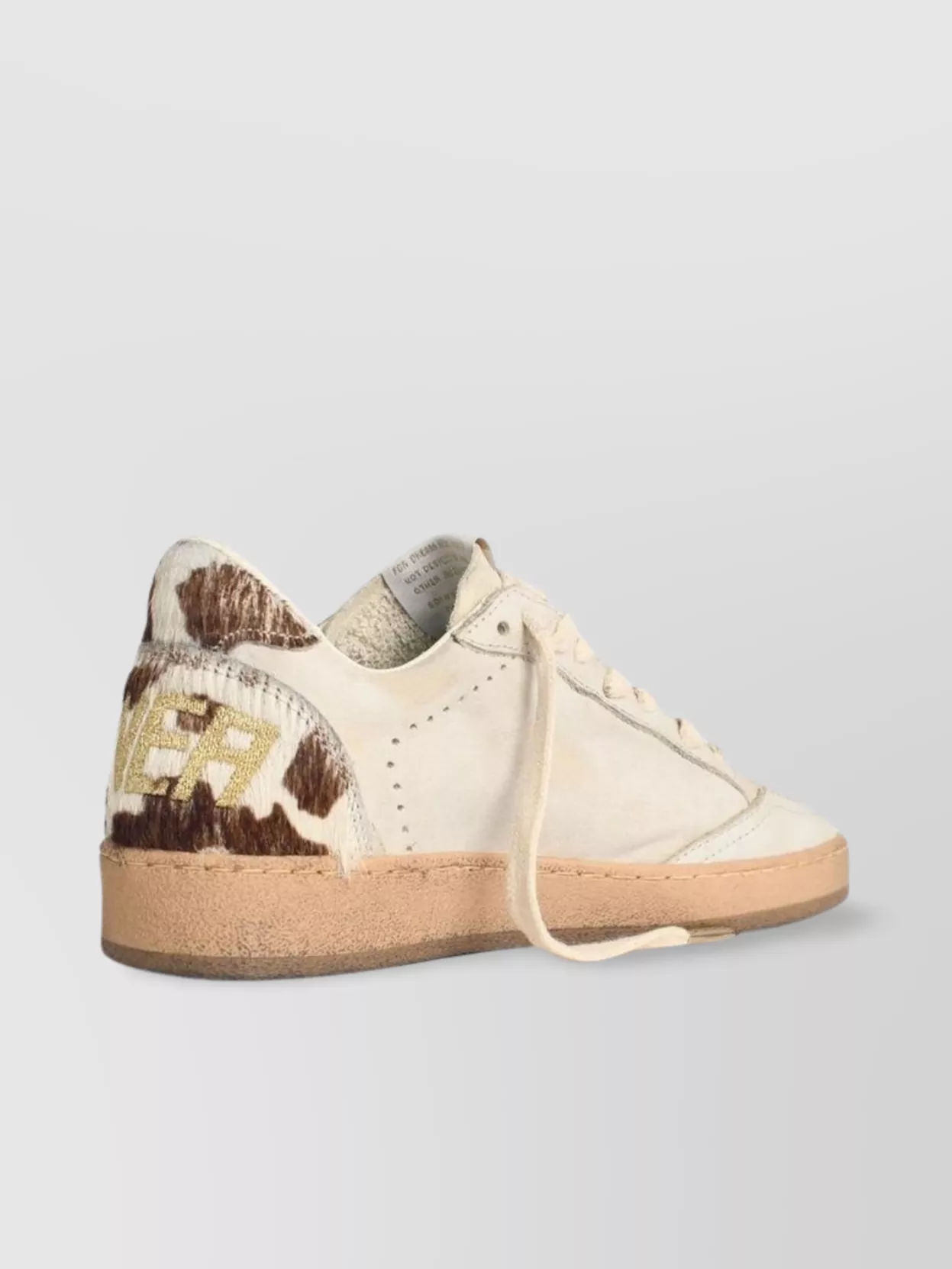 Golden Goose Ballstar Leather Upper And Toe Suede Star Horsy Cow Printed Heel And Spur Sneakers Multicolor In Neutral