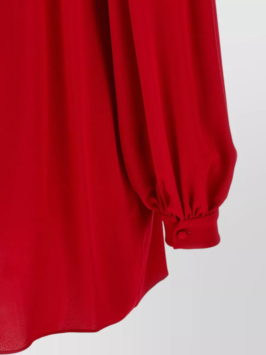 Valentino Garavani Silk Bow-Collar Long-Sleeve Blouse