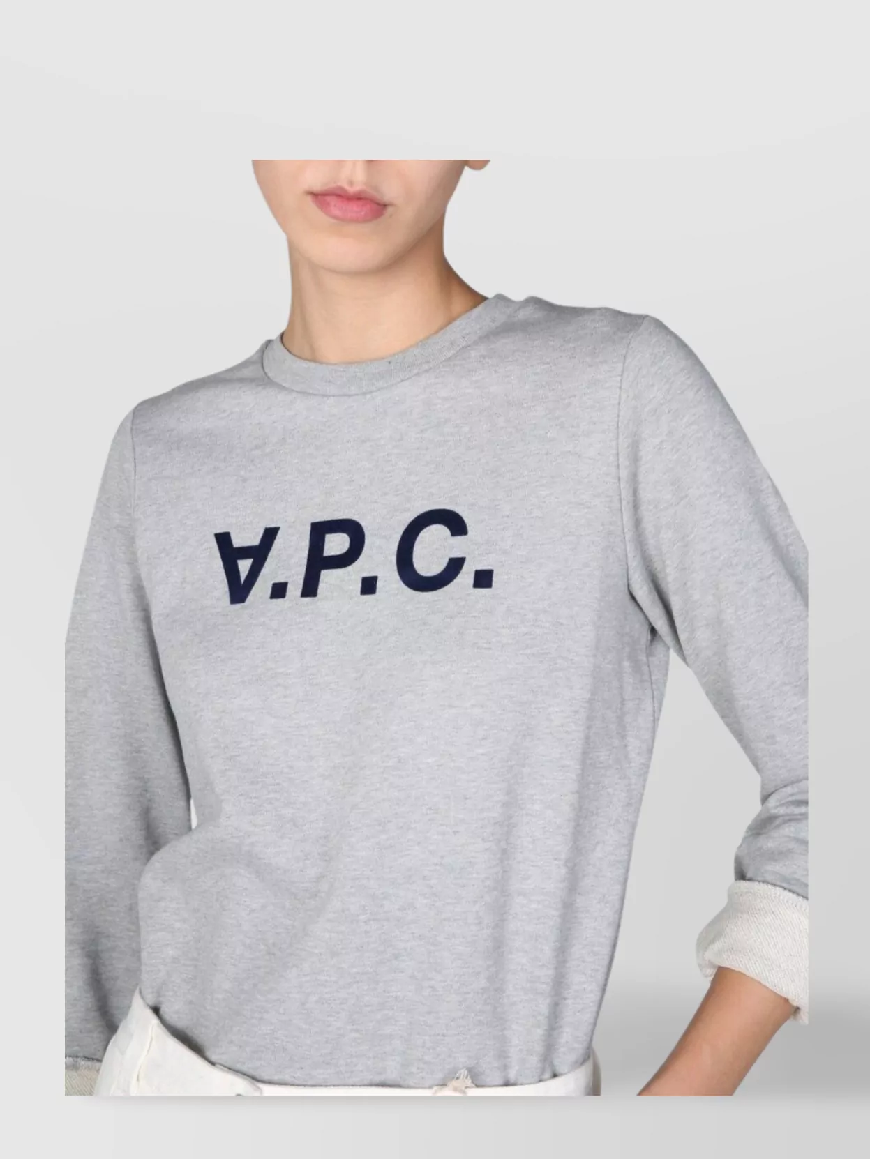 A.p.c. Crew Neck Flocked Long Sleeve Sweatshirt