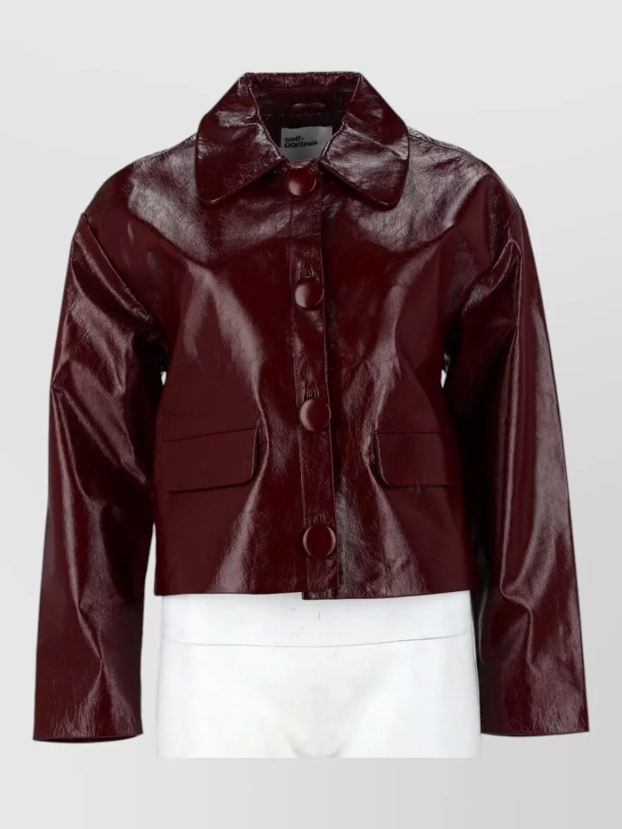 Self-Portrait Leather Single-Breasted Coat