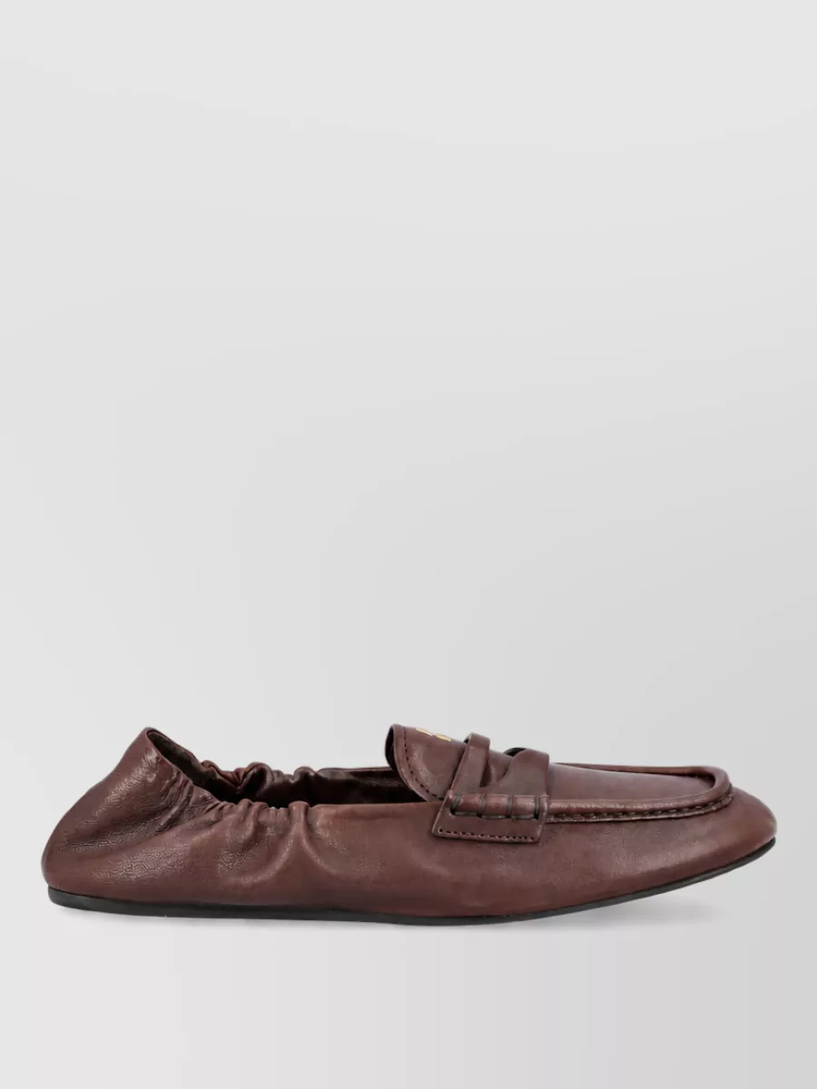 Miu Miu Leather Gathered Loafers