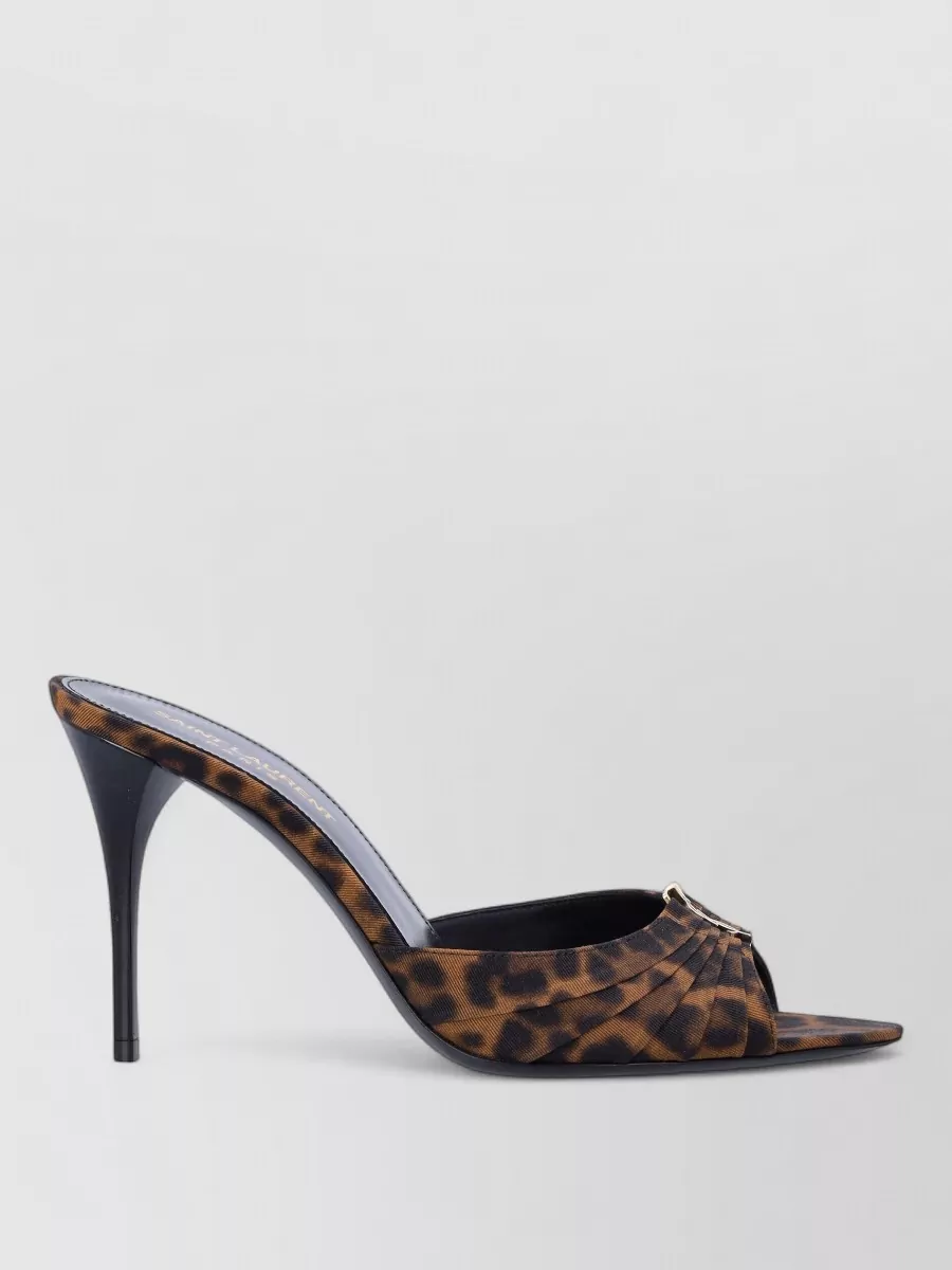 Saint Laurent Leopard-Print Grosgrain Mules