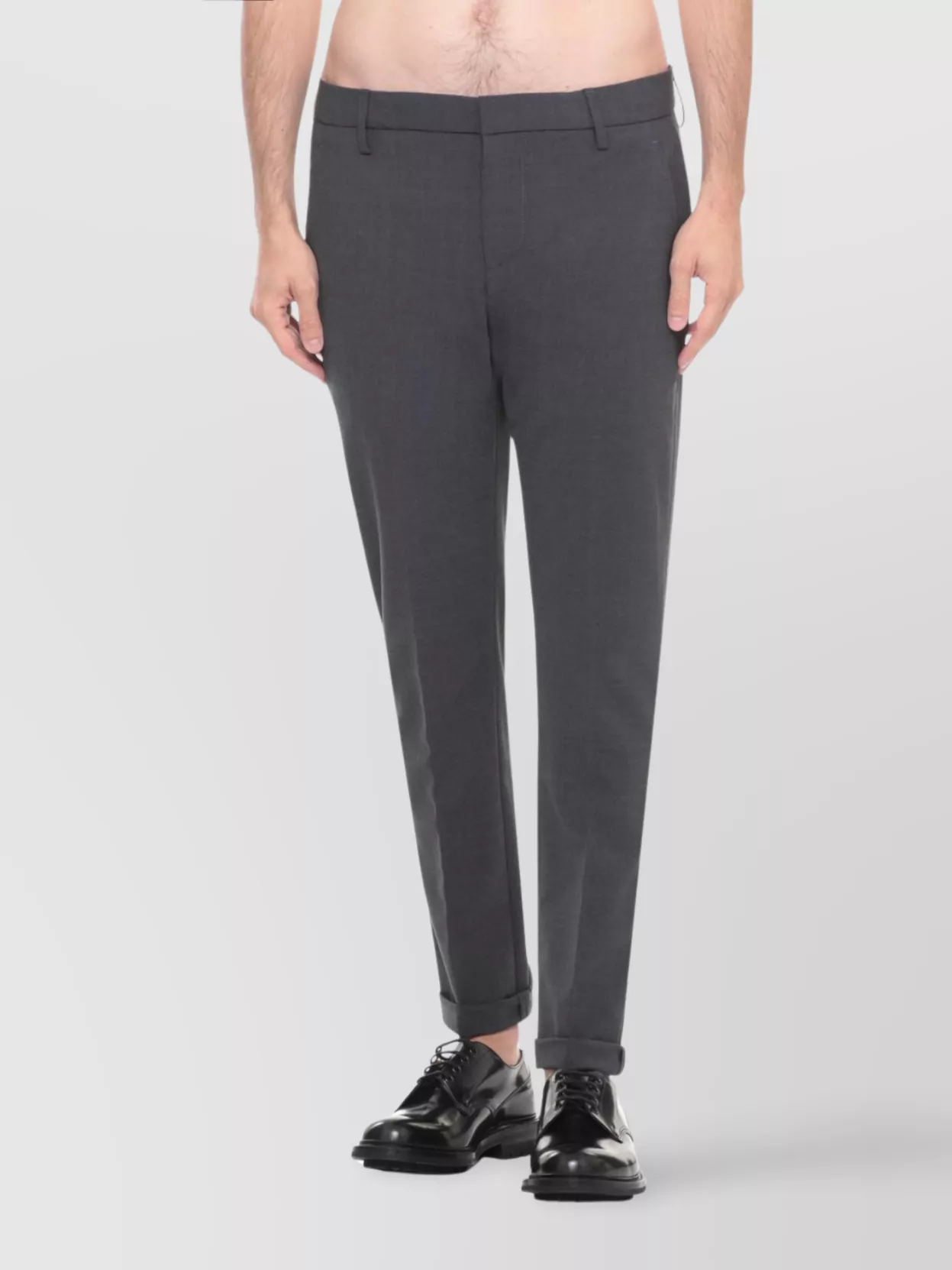 Dondup Straight Leg Wool Blend Trousers With Pockets