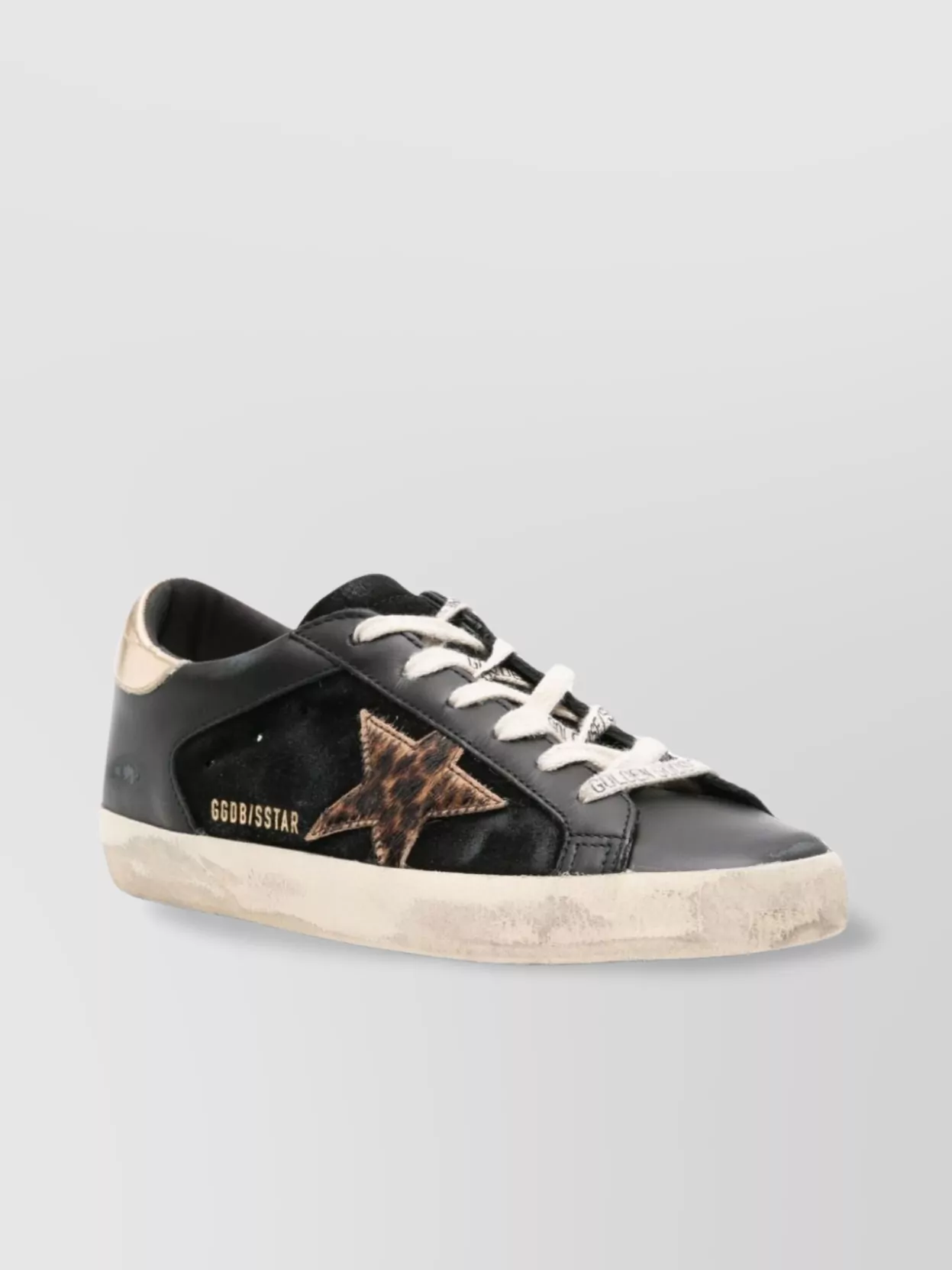 Golden Goose Leather Distressed Sneakers With Cheetah Print