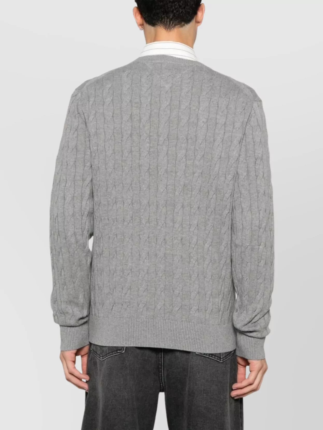 Tommy Hilfiger Textured Knit Crew Neck Sweater In Gray