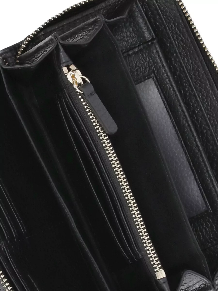 Coccinelle Pebbled Leather Wallet Gold Tone Hardware