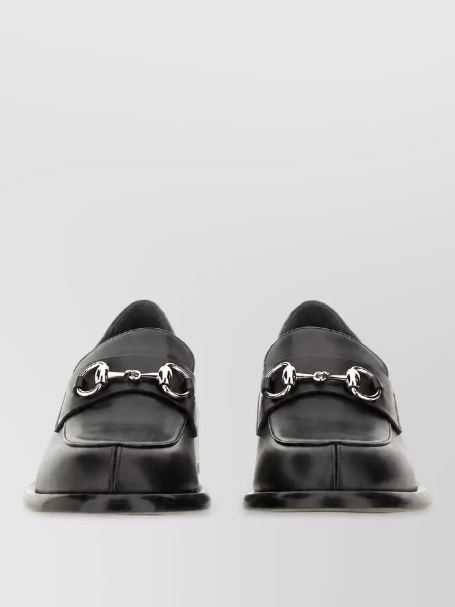 Gucci Moccasin Chain Detail Block Heel Shoe