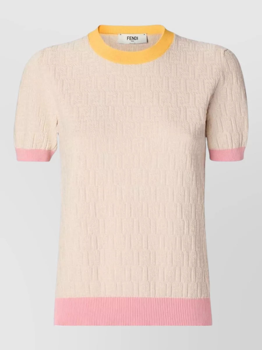 Fendi textured crew neck knit top short sleeves