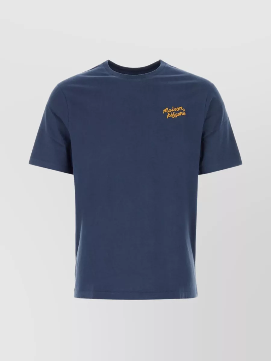 Shop Maison Kitsuné Cotton Ribbed Crew-neck T-shirt In Blue