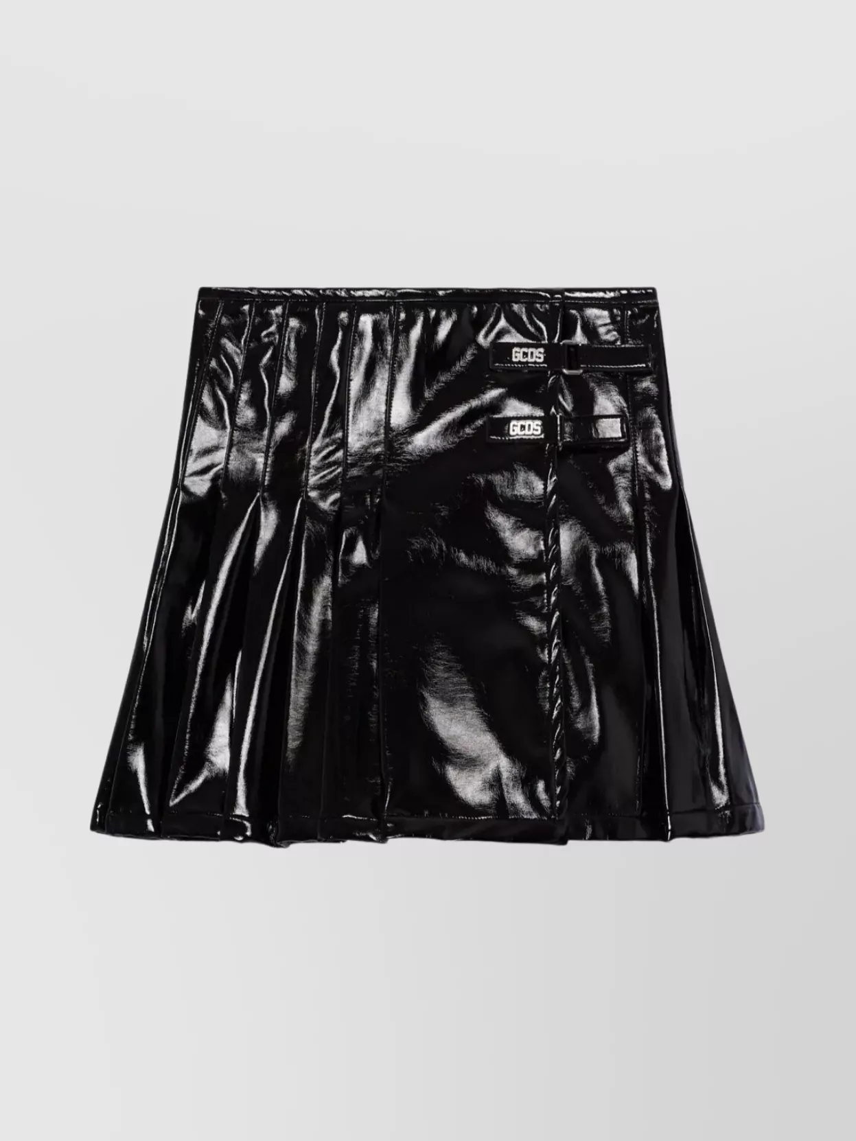 Gcds Mini Skirt With Buckle And Pleats In Black