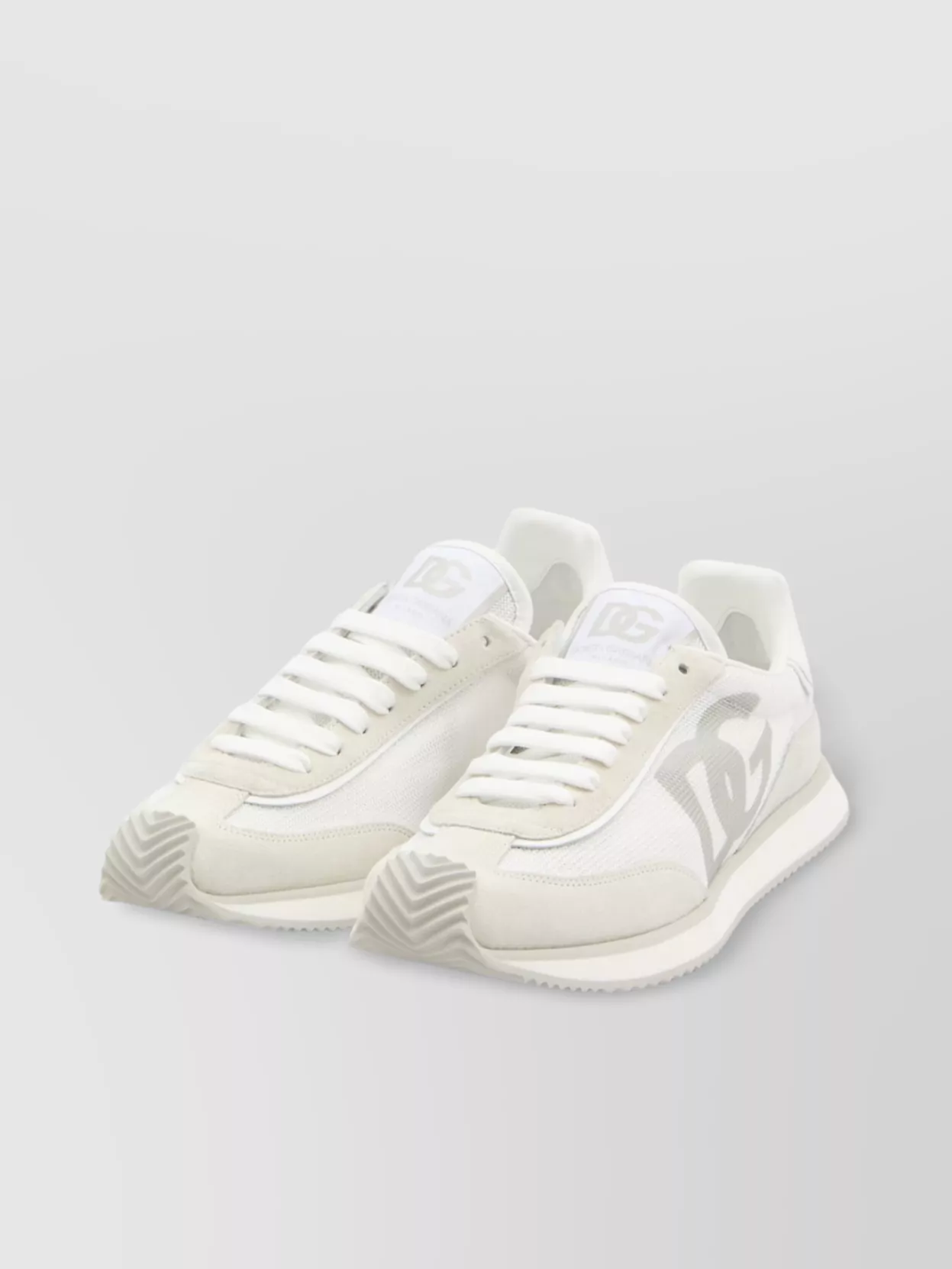 Dolce & Gabbana Portofino Calfskin Sneakers Dg Logo In White