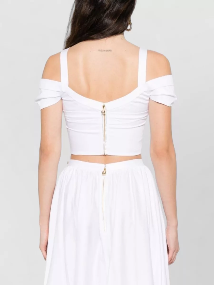 Elisabetta Franchi Sleeveless Top Off Shoulder Cropped Chain