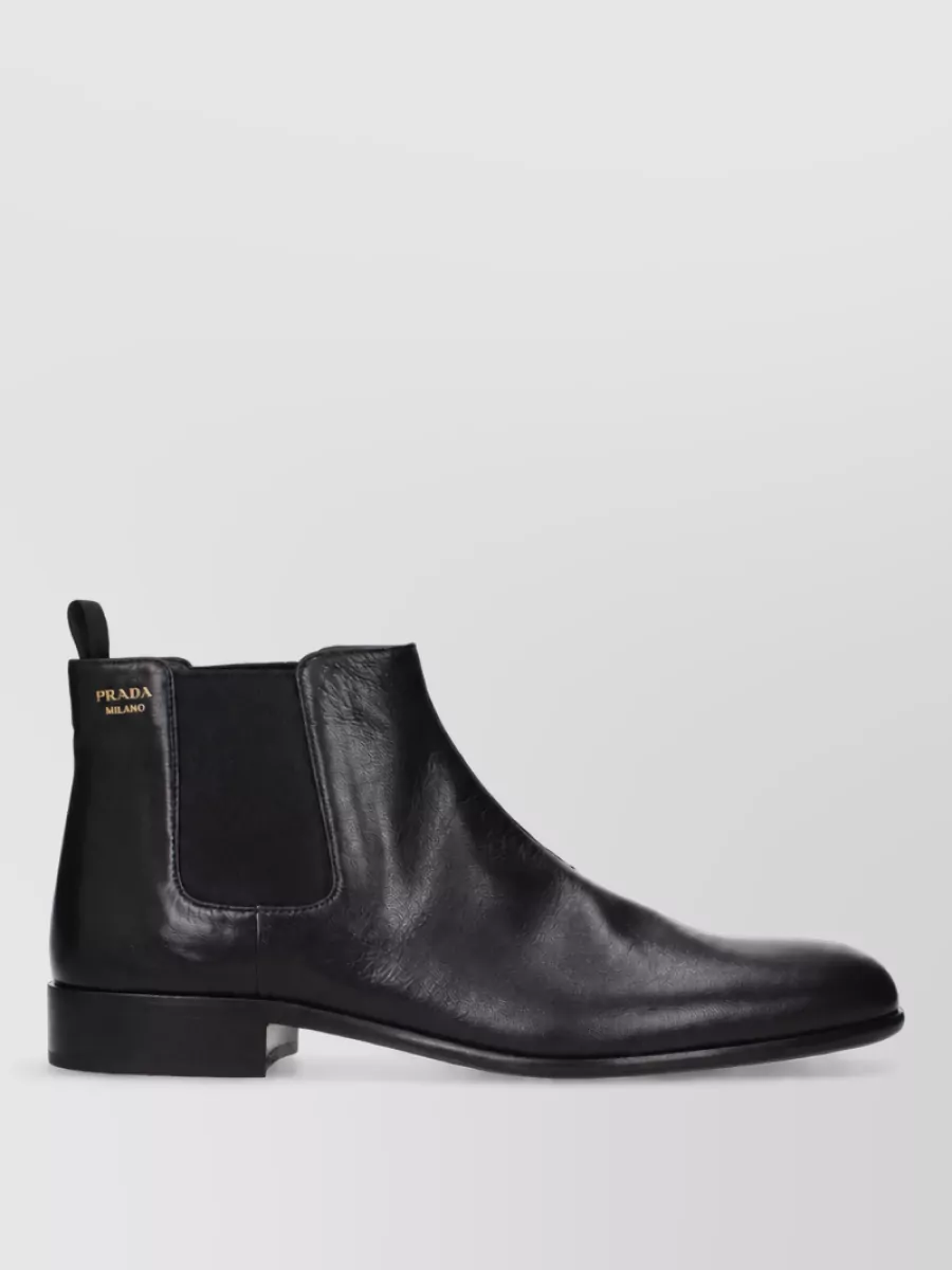 Prada Leather Lace-Up Ankle Boots