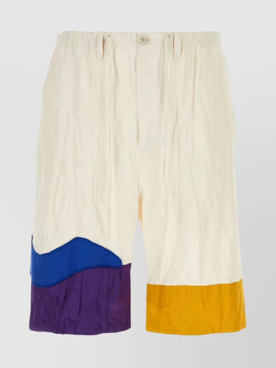 Shop Marni Elasticated Waistband Nylon Bermuda Shorts In Cream