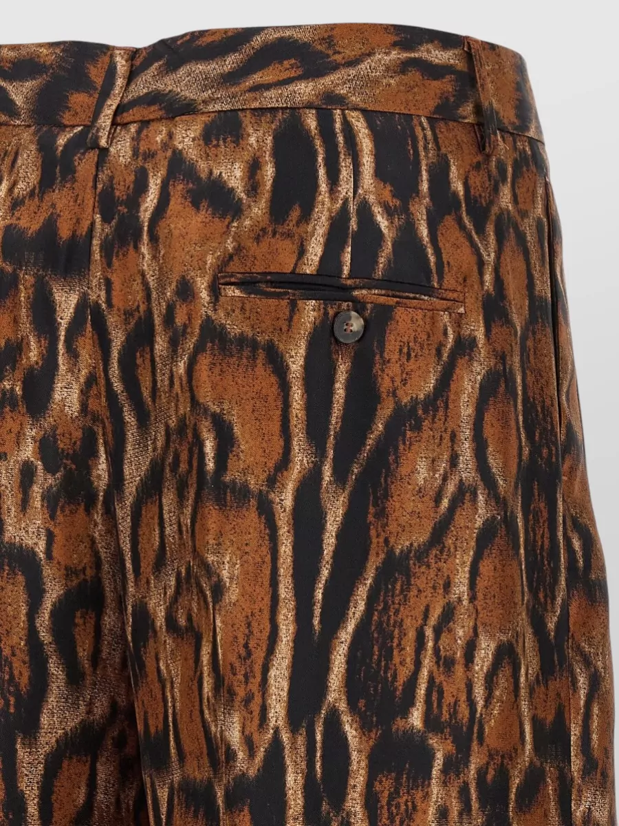 Alberto Biani Silk Lynx Print Wide-Leg Trousers