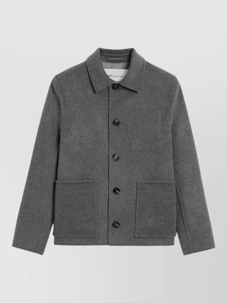 Ami Paris Cashmere Wool Single-Breasted Coat
