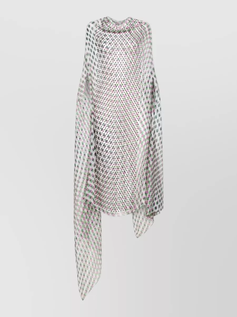 Dries Van Noten Silk Printed Rhinestone Appliqué Midi Dress