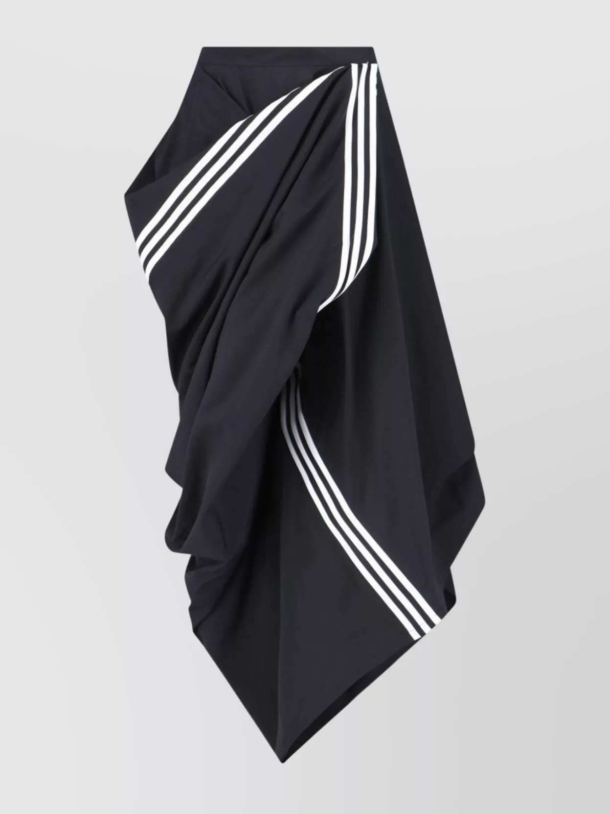 Y-3 Draped Asymmetric Midi Skirt With Striped Detail