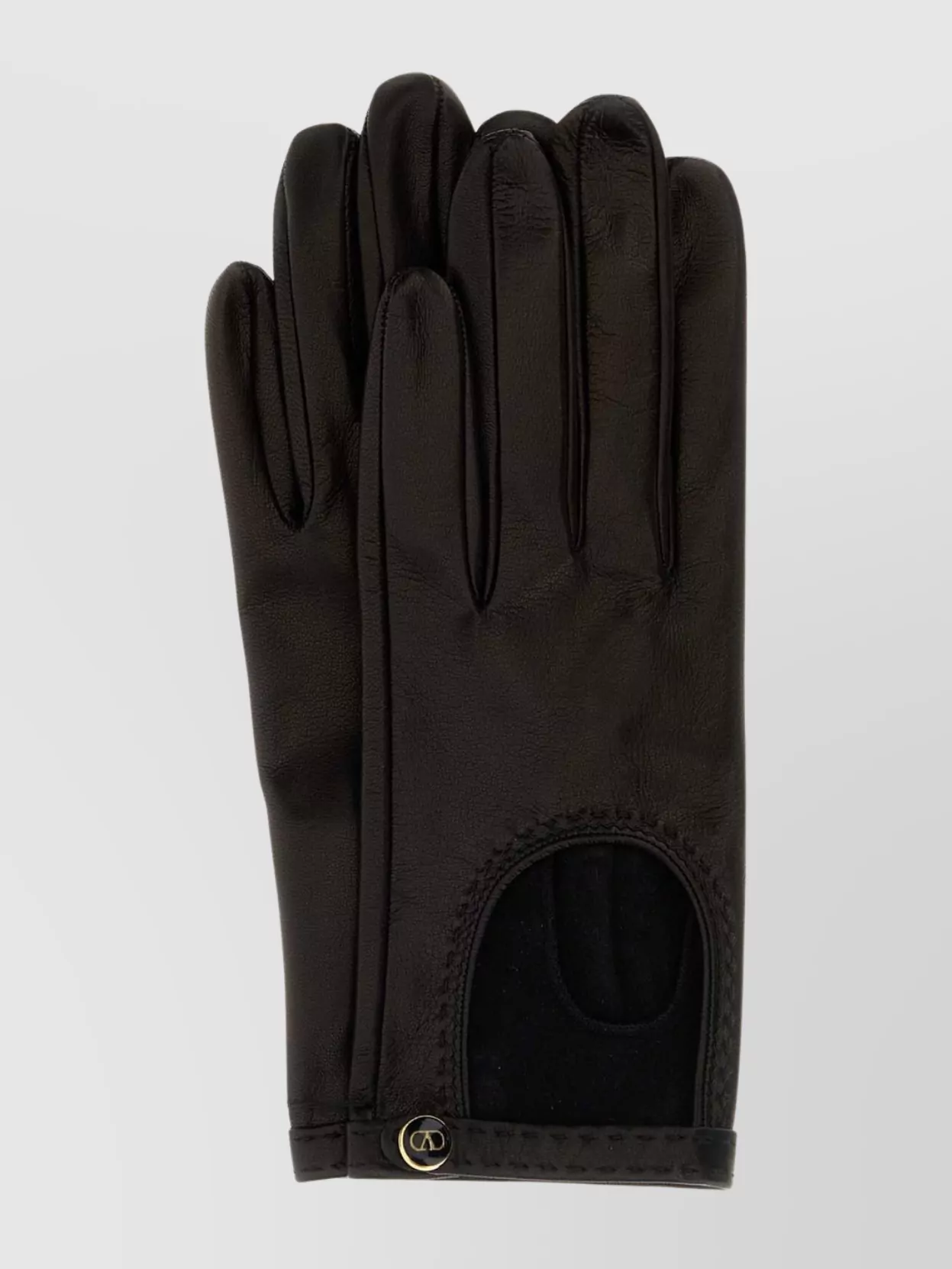 Valentino Garavani Leather Gloves Featuring Cutout Shapes And Stitch Design