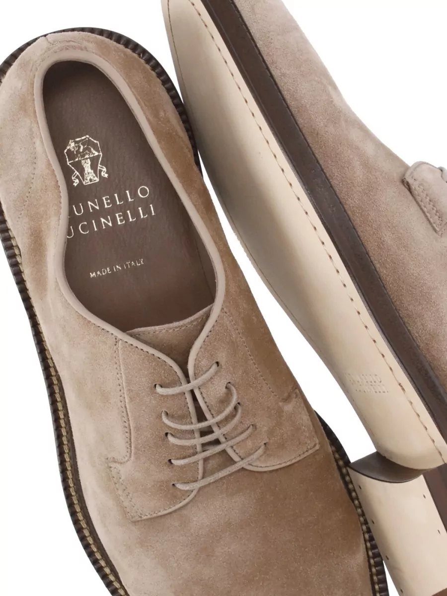 Brunello Cucinelli Suede Lace Up Leather Sole Brogues