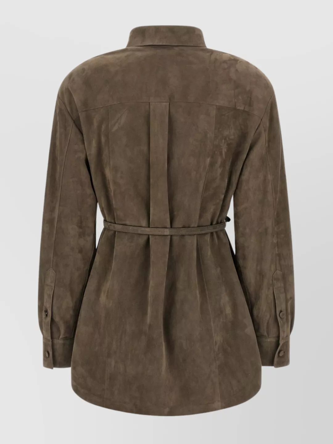 Fendi Longline Collared Shirt Belted Waist In Green
