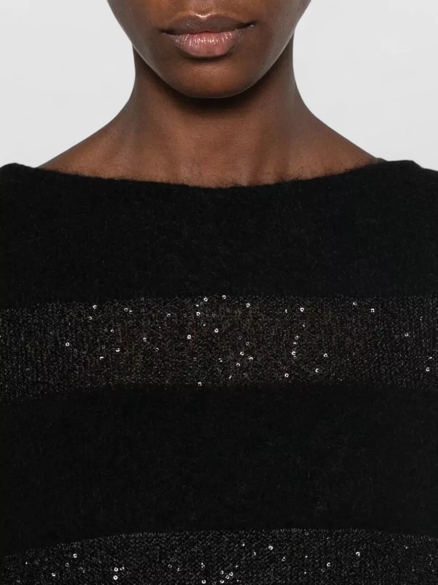 S Max Mara Mohair Boat Neck Long Sleeve Ribbed Hem Sweater