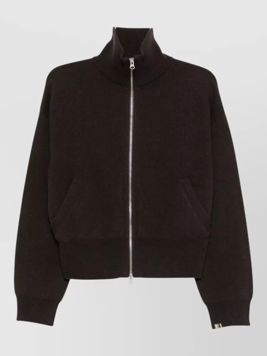 Extreme Cashmere cashmere ribbed high neck zip-up cardigan