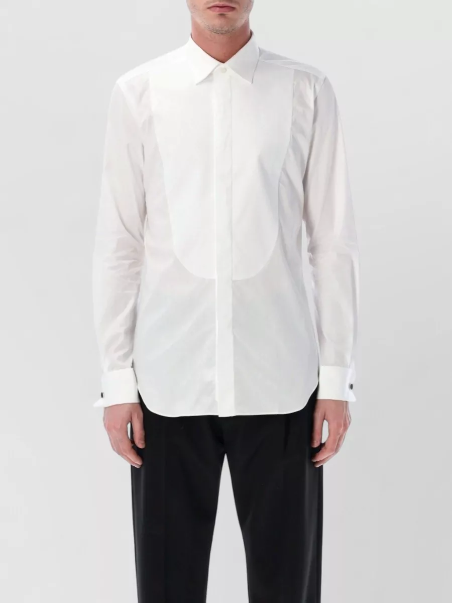 Xacus cotton poplin pleated plastron formal shirt