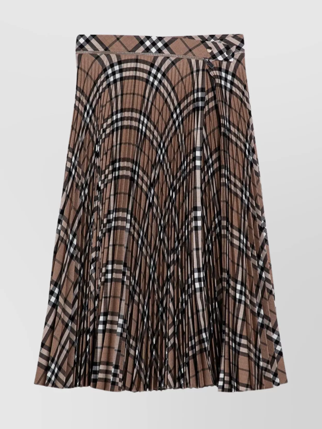 Burberry High-waisted Check Pattern Pleated Skirt In Brown