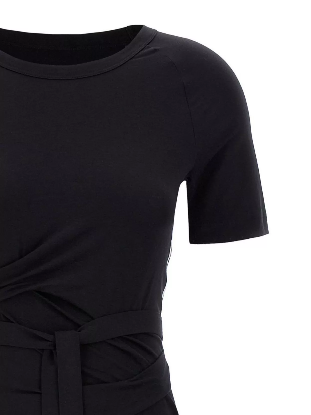 Shop Y-3 Crew Neck T-shirt With Waist Tie And Side Stripe