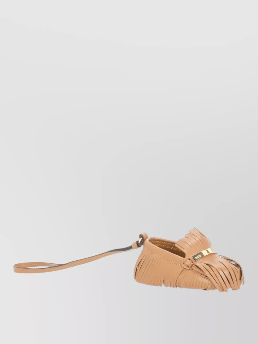 Tod's leather fringe keychain