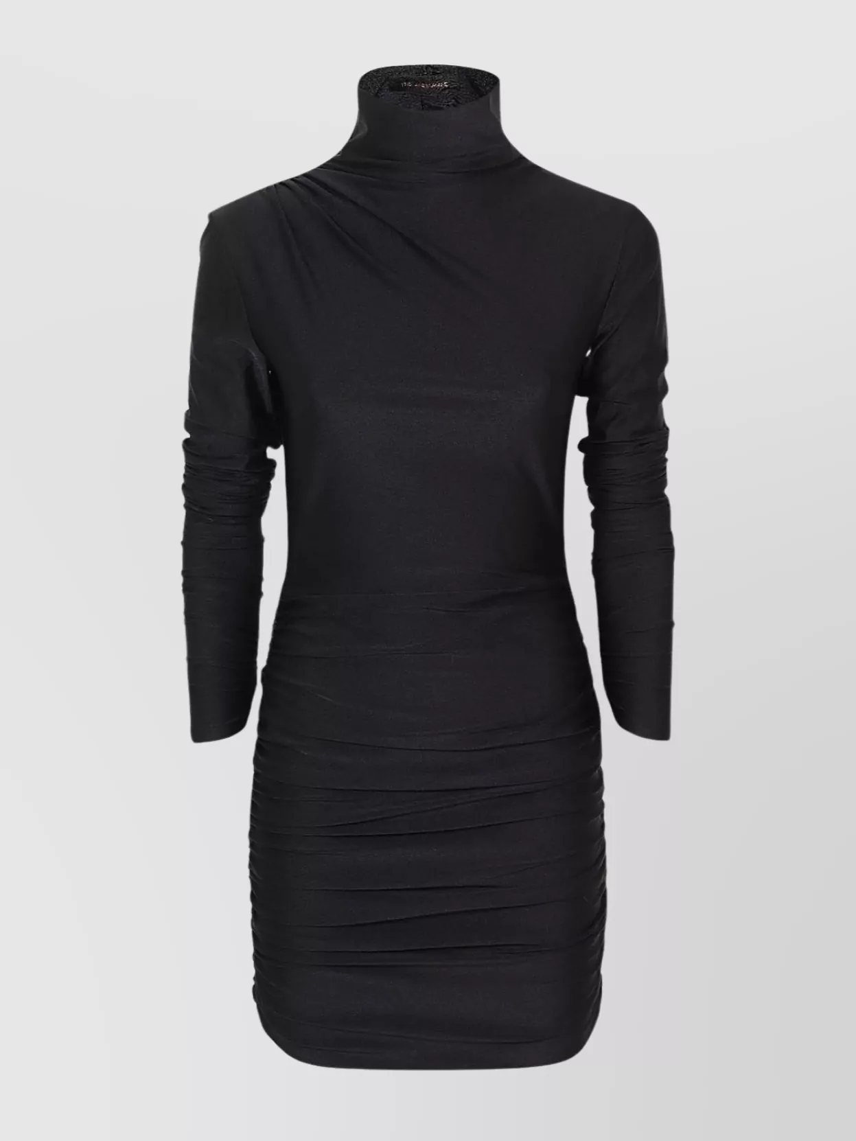 Shop The Andamane Ruched Turtleneck Mini Dress In Black
