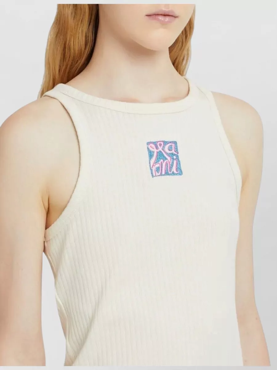Marni Cotton Ribbed Sleeveless Logo Tank Top